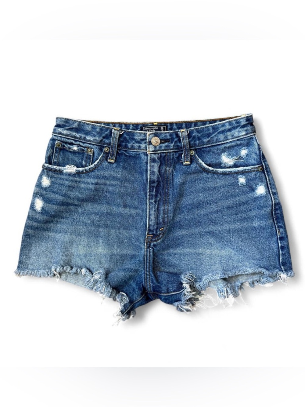 Abercrombie & Fitch High Rise Distressed Denim Shorts Size 26